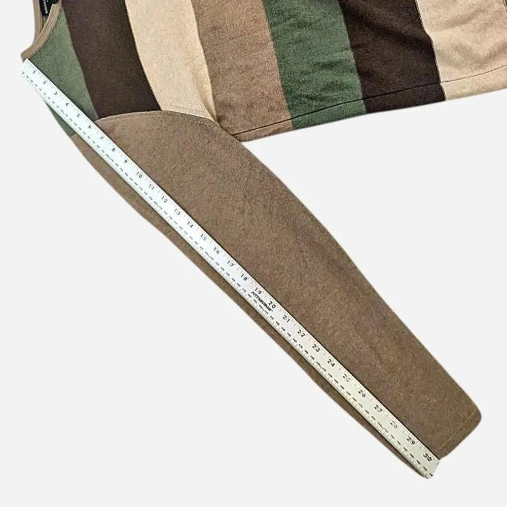 Banana Republic Womens Green Brown Striped 100% Cotton Crewneck Sweater‎ M